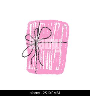 Coffret cadeau crayon. Décoration rose Saint-Valentin. Style coquette doodle. Illustration vectorielle isolée sur fond blanc Illustration de Vecteur