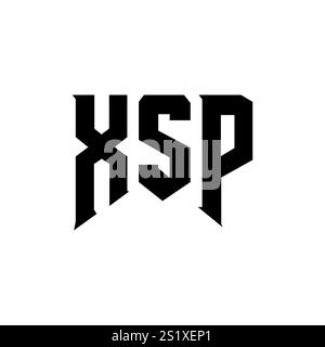 Conception de logo de lettre XSP pour la société de technologie. Combinaison de couleurs noir et blanc de conception de logo XSP. Logo XSP, vecteur XSP, design XSP, icône XSP, alph XSP Illustration de Vecteur