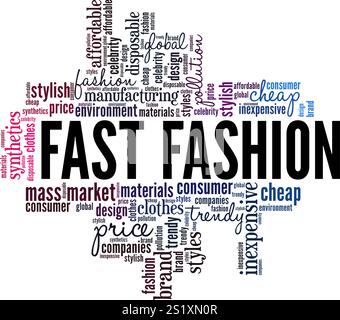 Conception conceptuelle de nuage de mots Fast Fashion isolé sur fond blanc. Illustration de Vecteur