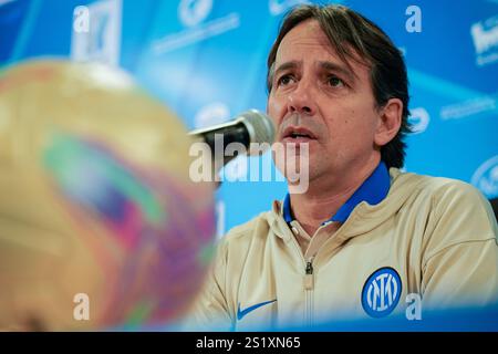 Riyad, Arabie Saoudite. 05 janvier 2025. Simone Inzaghi, entraîneur italien de l'Inter Milan, s'exprime lors d'une conférence de presse à Al Awwal Park à la veille de leur match de finale de Super Coupe d'Italie contre l'AC Milan. (Photo de Ismael Adnan/SOPA images/SIPA USA) crédit : SIPA USA/Alamy Live News Banque D'Images
