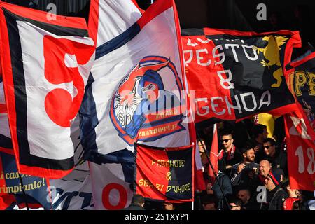 Lecce, Italie. 05 janvier 2025. Fans et supporters de la FCF de Gênes lors du match de football Serie A Enilive entre l'US Lecce et la FCF de Gênes au stade via del Mare à Lecce, en Italie, le dimanche 05 janvier 2025. (Crédit image : &#xa9 ; Giovanni Evangelista/LaPresse) crédit : LaPresse/Alamy Live News Banque D'Images