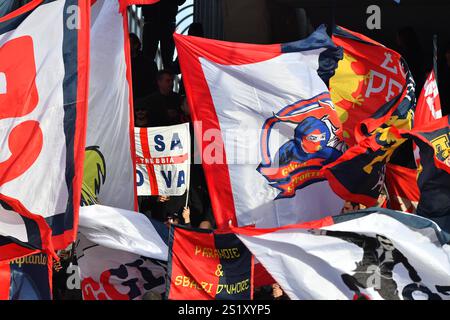 Lecce, Italie. 05 janvier 2025. Fans et supporters de la FCF de Gênes lors du match de football Serie A Enilive entre l'US Lecce et la FCF de Gênes au stade via del Mare à Lecce, en Italie, le dimanche 05 janvier 2025. (Crédit image : &#xa9 ; Giovanni Evangelista/LaPresse) crédit : LaPresse/Alamy Live News Banque D'Images