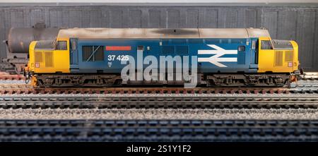 Locomotive diesel classe 37 37425, Pride of the Valleys, modèle à l'échelle 00 Banque D'Images