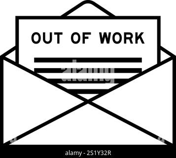 Enveloppe et lettre signent avec le mot Out of Work comme titre Illustration de Vecteur