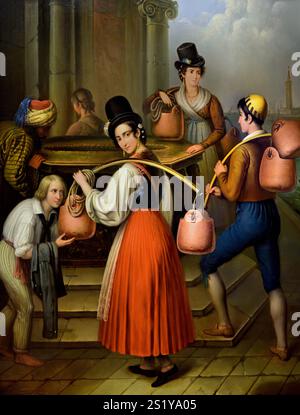 Femmes vénitiennes portant de l'eau 1845 par Jakab Marastoni 1804-1860 Fine Art, Venise, Italien, Italie, Banque D'Images