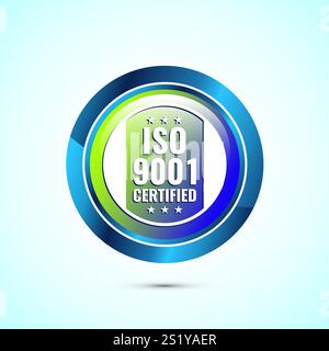 Illustration de conception d'icône certifiée ISO 9001, signe d'étiquette de qualité standard, symbole, conception de bouton Illustration de Vecteur