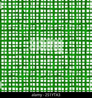 Motif aquarelle à carreaux sans couture. Plaid vert foncé. Toile de fond sans fin de Vichy. Rayures peintes à la main. Motif géométrique pour tissu. Basique Banque D'Images