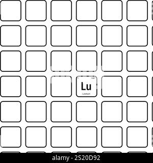 Lutétium, lu, élément de table périodique avec nom, symbole, numéro atomique et poids. Métaux terreux rares avec diverses utilisations industrielles, comme dans l'imagerie médicale, l'énergie nucléaire, et comme catalyseur dans certaines réactions chimiques. Illustration de Vecteur