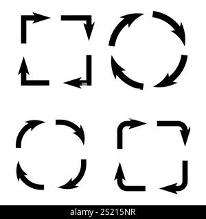 Icône flèche définie. Flèches circulaires. Symboles vectoriels directionnels. Formes de flèche minimalistes. Illustration de Vecteur