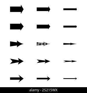 Variations de flèche définies. Formes courbes et droites. Styles de trajectoire géométrique. Graphique vectoriel minimal. Illustration de Vecteur