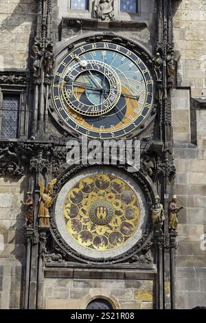 Horloge astronomique à Prague à l'ancien Hôtel de ville Autriche Banque D'Images