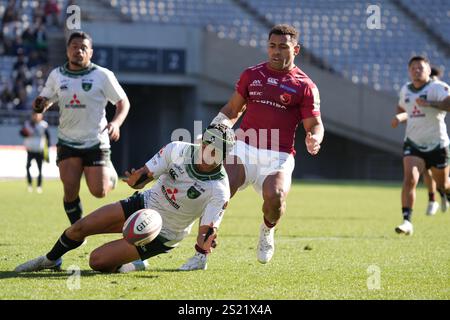 Kurt-Lee Arendse de DynaBoars lors du match de Japan Rugby League One 2024-25 entre Toshiba Brave lupus Tokyo et Mitsubishi Heavy Industries Sagamihara Dynaboars au stade Ajinomoto à Tokyo, Japon, le 30 décembre 2024. Crédit : FAR EAST PRESS/AFLO/Alamy Live News Banque D'Images