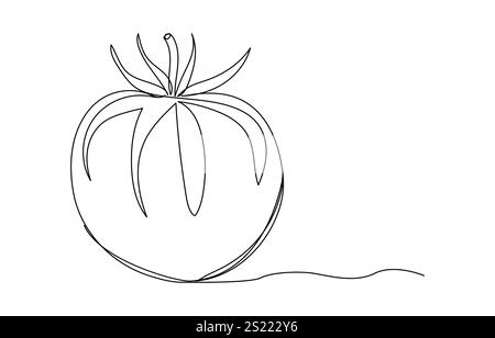 Tomate continue d'une ligne pour l'impression d'épicerie sur des affiches et des bannières de style linéaire vecteur Illustration de Vecteur