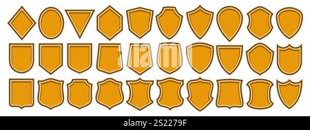 Vector Shield Icon Set, collection de 30 illustrations divers boucliers anciens pour panneau rétro ou certificat, groupe de différentes dispositions de bouclier avec Illustration de Vecteur