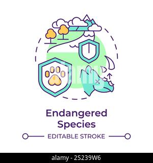 Icône de concept multicolore d'espèces menacées d'extinction Illustration de Vecteur