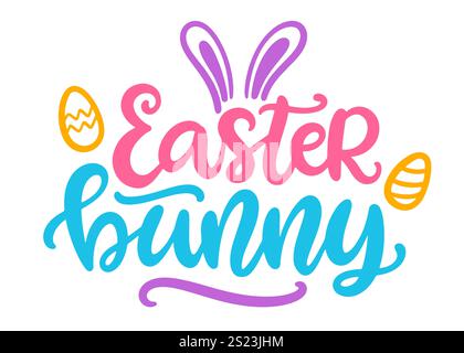 Lapin de Pâques lettrage citation calligraphie vectorielle Illustration de Vecteur