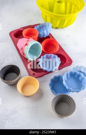 Assortiment d'ustensiles de confiserie en silicone Banque D'Images