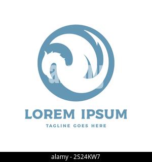 Simple minimaliste circulaire Dragon Silhouette coin icône symbole logo Design vecteur Illustration de Vecteur