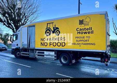 No Farmers No Food Lorry de Castell Howell à Mumbles. Swansea, pays de Galles, Royaume-Uni. 3 janvier 2025. Banque D'Images