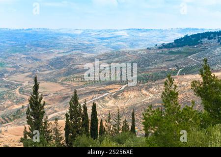 Vue sur terre promise du Mont Nebo en Jordanie Banque D'Images