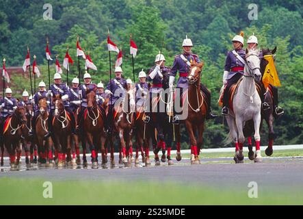 Cadets à cheval ; cérémonie de l'académie militaire de Valley Forge ; école privée près de Philadelphie ; Pennsylvanie ; États-Unis Banque D'Images