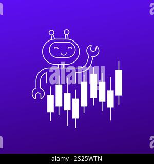 Icône de vecteur de bot de trading, analyse de données de marché ai Illustration de Vecteur