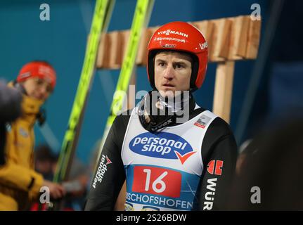 Bischofshofen, Österreich, 06. Januar 2025 : 73.internationale Vierschanzentournee, Skispringen, Herren, Weltcup, Bischofshofen, Paul-Ausserleitner Schanze, 4hills, Dreikönigsspringen Karl Geiger (GER) enttäuscht nach dem Wettkampf Banque D'Images