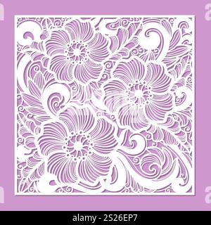 Composition florale avec orchidées. Gabarit pour découpe laser de tous matériaux. Pour la conception d'invitations de mariage, enveloppes, panneaux décoratifs, sténoc Illustration de Vecteur