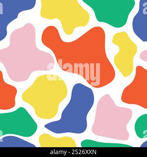 Modèle sans couture avec des formes colorées abstraites sur fond blanc Illustration de Vecteur