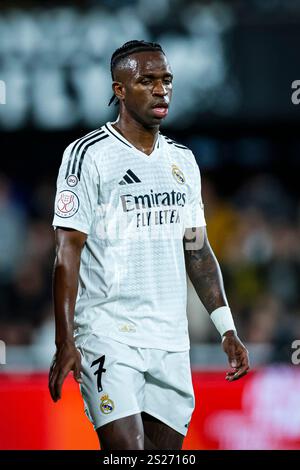 Carthagène, Espagne. 6 janvier 2025. Vinicius du Real Madrid CF lors du match de la 16ème manche de la Copa del Rey entre CD Minera et Real Madrid au stade de Cartagonova à Carthagène, Espagne. © ABEL F. ROS/Alamy Live News Banque D'Images