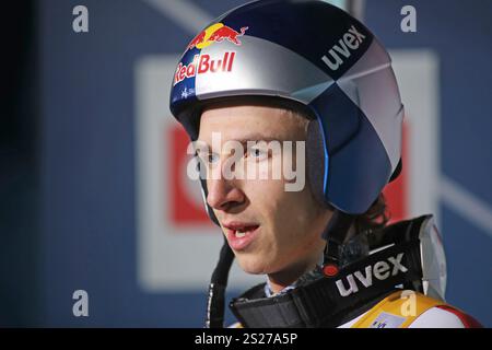 Bischofshofen, Österreich, 06. Januar 2025 : 73.internationale Vierschanzentournee, Skispringen, Herren, Weltcup, Bischofshofen, Paul-Ausserleitner Schanze, 4hills, Dreikönigsspringen Daniel Tschofenig (AUT) Kopf, Portrait Banque D'Images