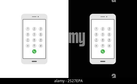 Clavier de numérotation du smartphone avec chiffres et lettres. Clavier d'interface pour dispositif à écran tactile. Composition des numéros de téléphone à l'écran. Clavier de téléphone mobile. Illustration de Vecteur