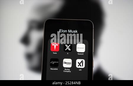 Fondateur et entrepreneur Elon Musk et ses entreprises Banque D'Images