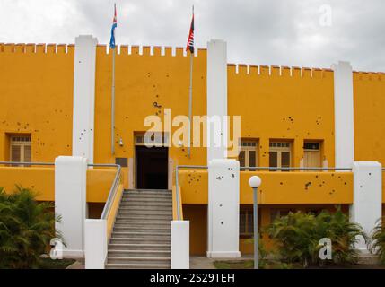 La caserne de Moncada, aujourd'hui le musée du 26 juillet avec des trous de balles Banque D'Images