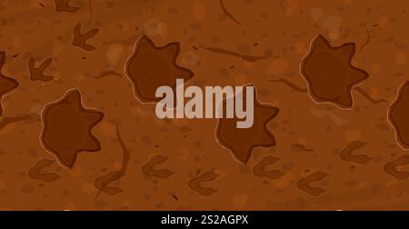 Empreintes fossiles de dinosaures de l'ère préhistorique. Empreinte de pierre d'archéologie animale de l'ère jurassique, griffes de monstre de préhistoire trace au sol ou fond vectoriel fossile de piste de musée de l'évolution des dinosaures éteints Illustration de Vecteur