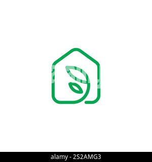 Icône Leaf Home. illustration vectorielle de conception de logo de maison verte Illustration de Vecteur