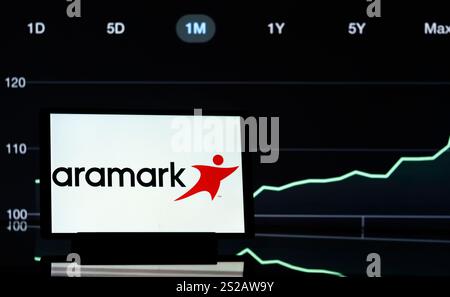 Allemagne. 06 janvier 2025. Dans cette illustration photo, un logo Aramark vu affiché sur une tablette. Crédit : SOPA images Limited/Alamy Live News Banque D'Images