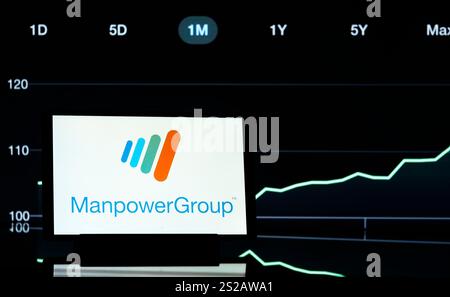 Allemagne. 06 janvier 2025. Dans cette illustration photo, un logo ManpowerGroup visible sur une tablette. Crédit : SOPA images Limited/Alamy Live News Banque D'Images