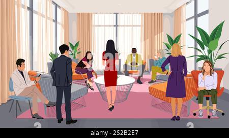 hommes d'affaires, femmes participant à la réunion Illustration de Vecteur