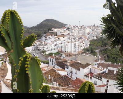 Vue de Competa une ville blanche en Andalousie Espagne Banque D'Images