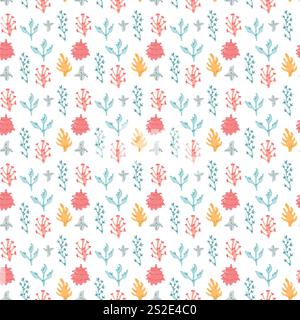Motif de récif corallien vibrant avec des algues colorées et des éléments de vie marine. Illustration de Vecteur