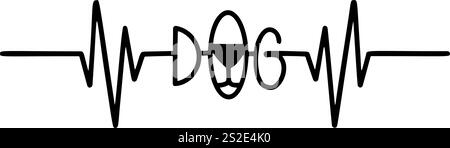 Ligne Heartbeat avec texte Dog en format vectoriel, parfait pour les amateurs de chiens, les impressions de t-shirts et les projets de conception numérique créatifs Illustration de Vecteur