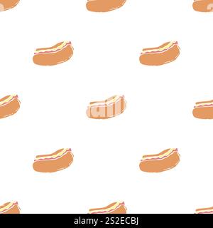 Motif hot-dog sans couture. fond de restauration rapide. Motif alimentaire dessiné Banque D'Images