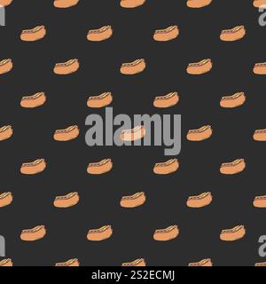 Motif hot-dog sans couture. fond de restauration rapide. Motif alimentaire dessiné Banque D'Images