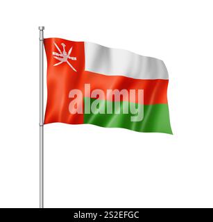 Oman Drapeau, trois dimensions, render, isolated on white Banque D'Images