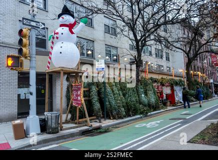 Arbre de Noël sellerÕs dans la forêt du quartier de Chelsea à New York le mercredi 18 décembre 2024. (© Richard B. Levine) Banque D'Images