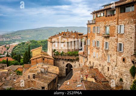 Beau paysage urbain à Pérouse, Ombrie - Italie Banque D'Images