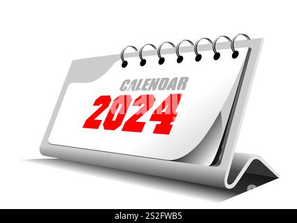 Illustration vectorielle 3d du calendrier de bureau 2024 année Illustration de Vecteur