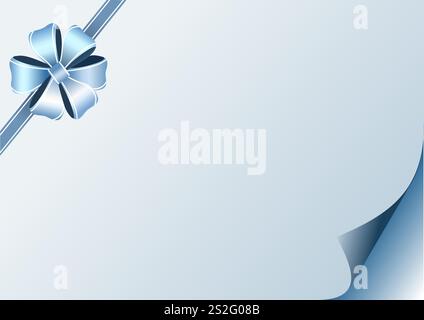 Noeud bleu festif sur fond blanc avec emplacement pour le texte. Vecteur. Illustration de Vecteur