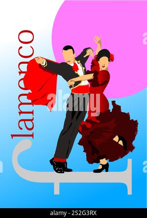 Jeune couple dansant le flamenco. Illustration de Vector 3D Illustration de Vecteur